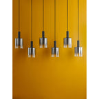 Savannah Modern 6 Light Bar Ceiling Pendant Light In Matt Black With Smoked Glass SAV0622