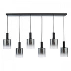 Savannah Modern 6 Light Bar Ceiling Pendant Light In Matt Black With Smoked Glass SAV0622