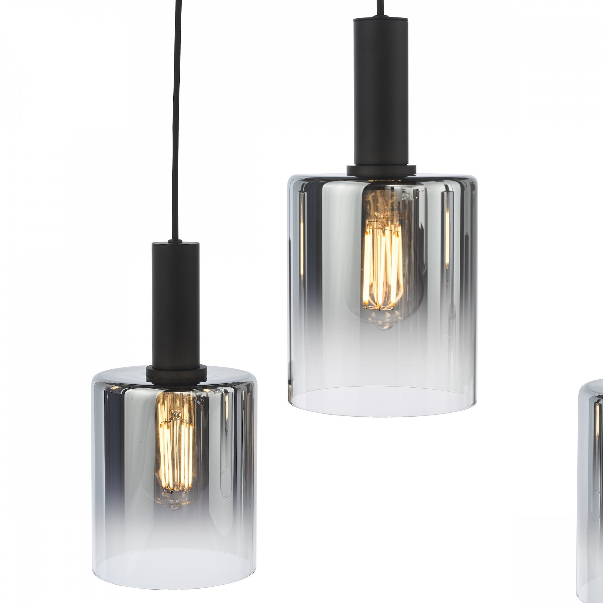 Savannah Modern 6 Light Bar Ceiling Pendant Light In Matt Black With Smoked Glass SAV0622