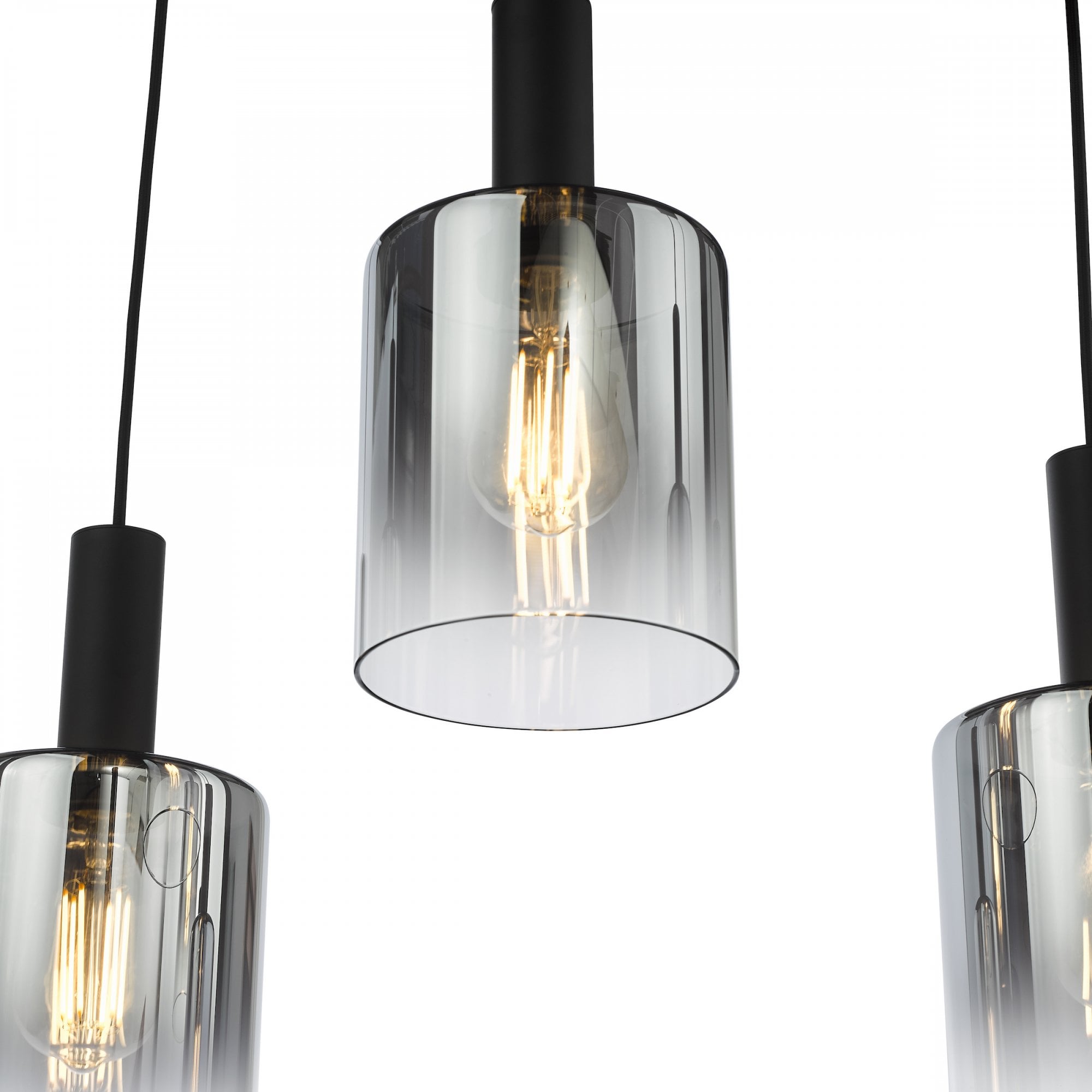 Savannah Modern 6 Light Bar Ceiling Pendant Light In Matt Black With Smoked Glass SAV0622