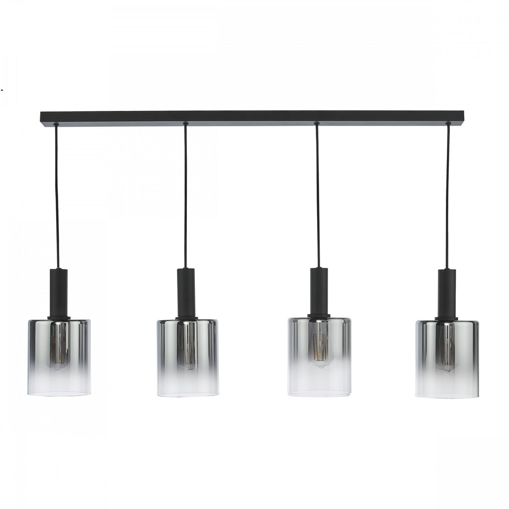 Savannah Modern 6 Light Bar Ceiling Pendant Light In Matt Black With Smoked Glass SAV0622