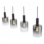 Savannah Modern 6 Light Bar Ceiling Pendant Light In Matt Black With Smoked Glass SAV0622