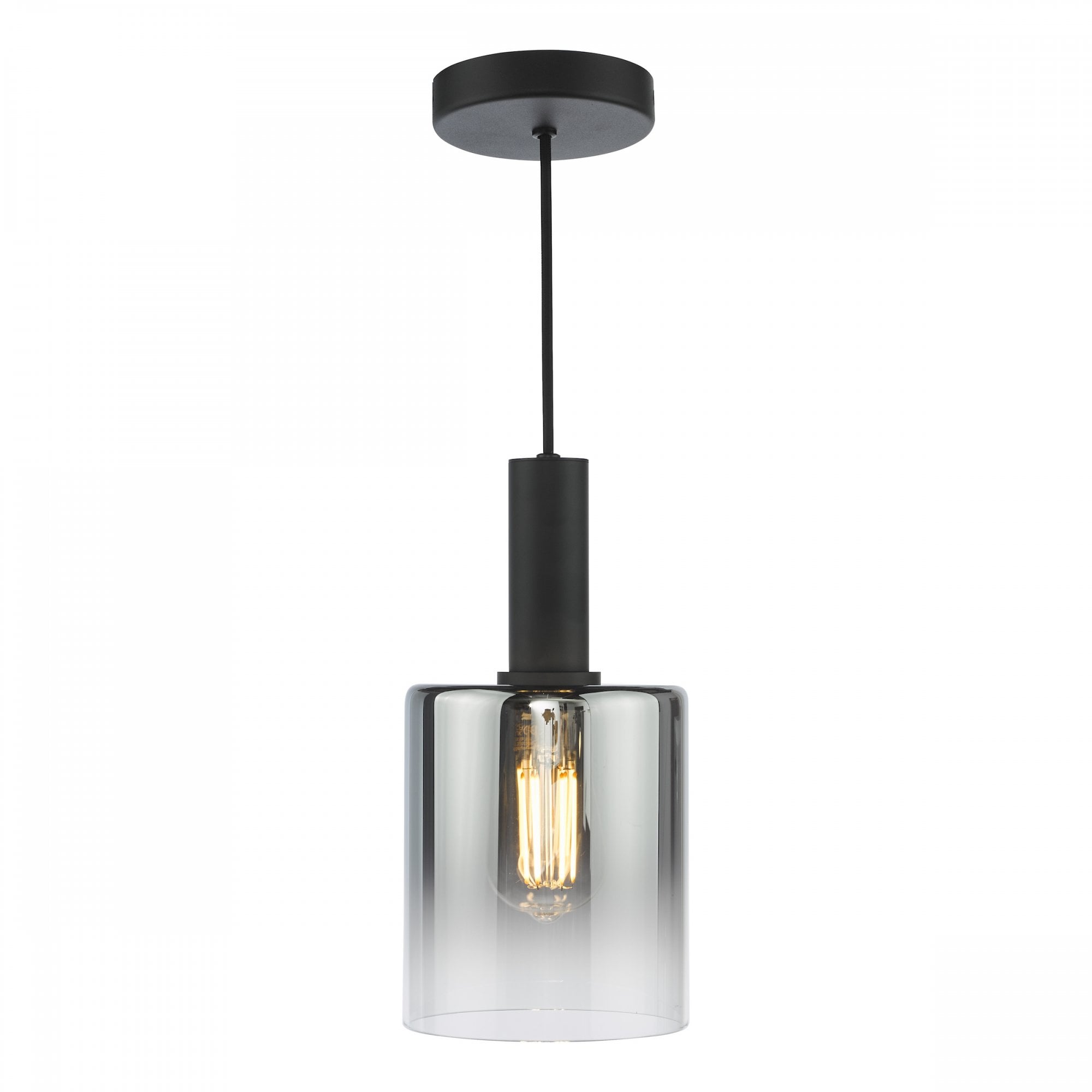 Savannah Modern Ceiling Pendant Light In Matt Black Finish With Smoked Glass SAV8622
