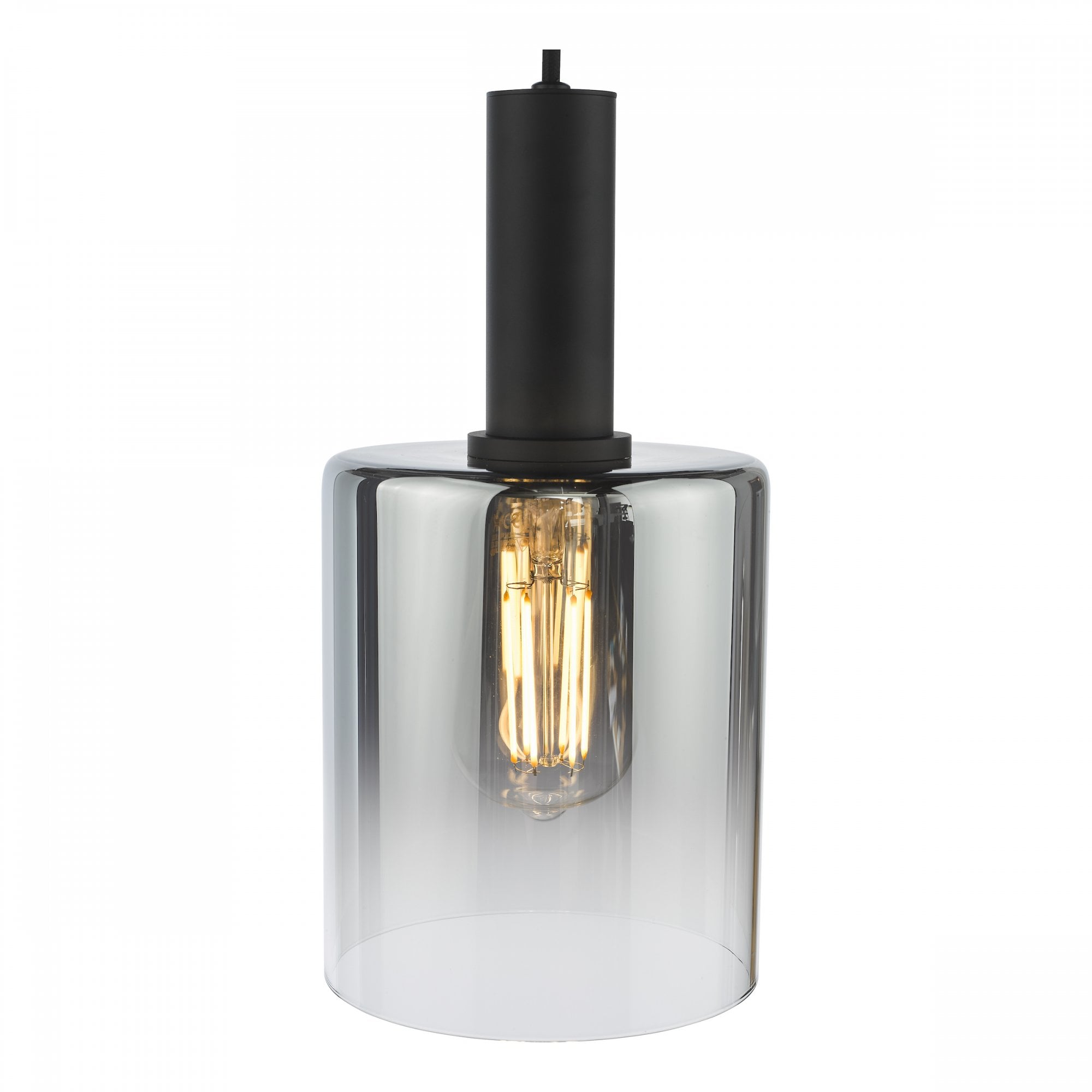 Savannah Modern Ceiling Pendant Light In Matt Black Finish With Smoked Glass SAV8622