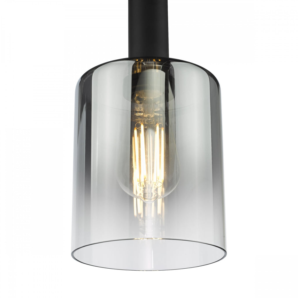 Savannah Modern Ceiling Pendant Light In Matt Black Finish With Smoked Glass SAV8622