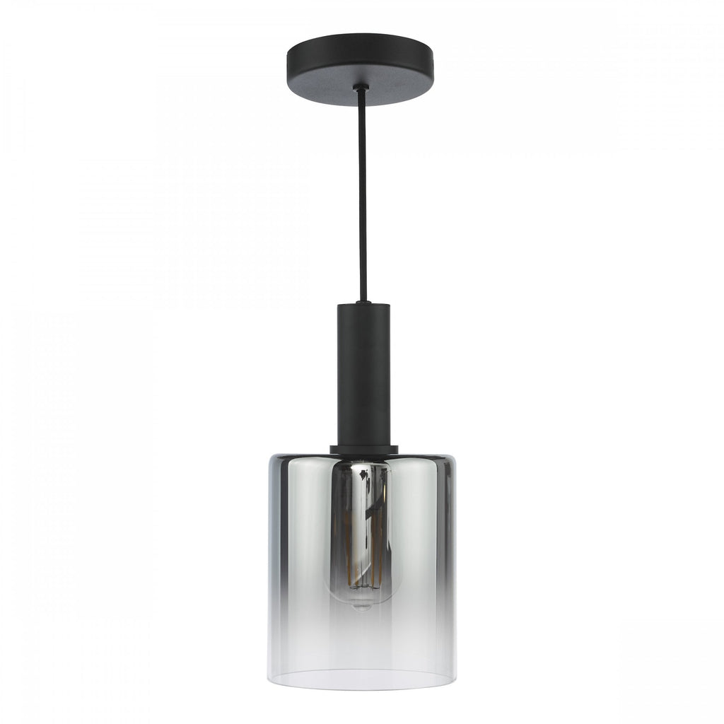 Savannah Modern Ceiling Pendant Light In Matt Black Finish With Smoked Glass SAV8622