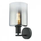 Savannah Modern Wall Light In Matt Black With Smoked Glass SAV0722