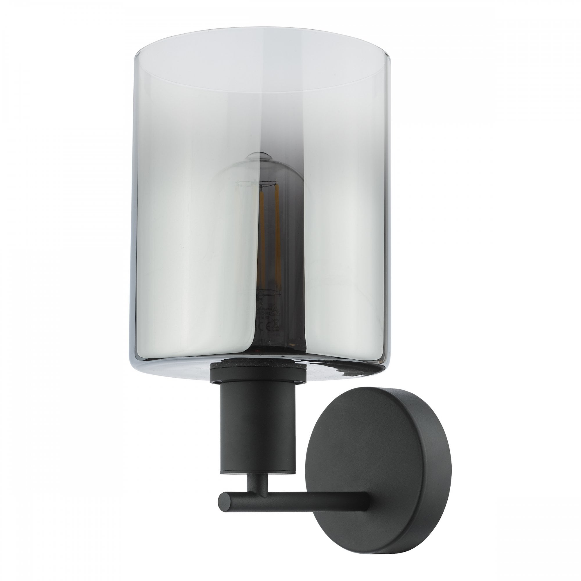 Savannah Modern Wall Light In Matt Black With Smoked Glass SAV0722
