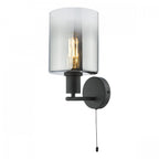 Savannah Modern Wall Light In Matt Black With Smoked Glass SAV0722