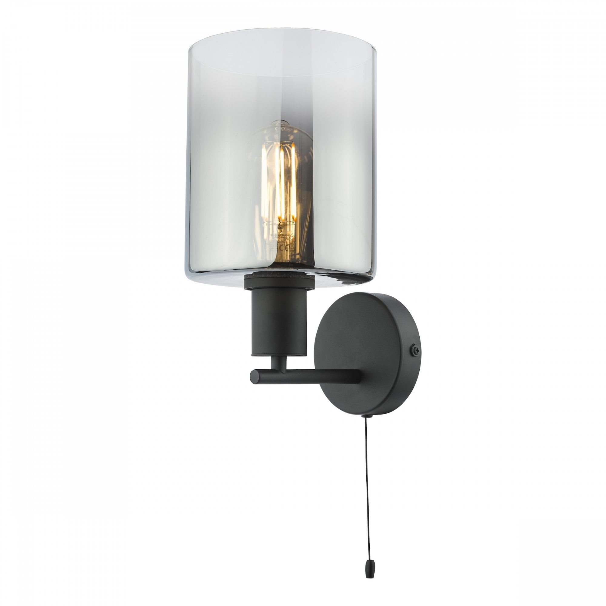 Savannah Modern Wall Light In Matt Black With Smoked Glass SAV0722