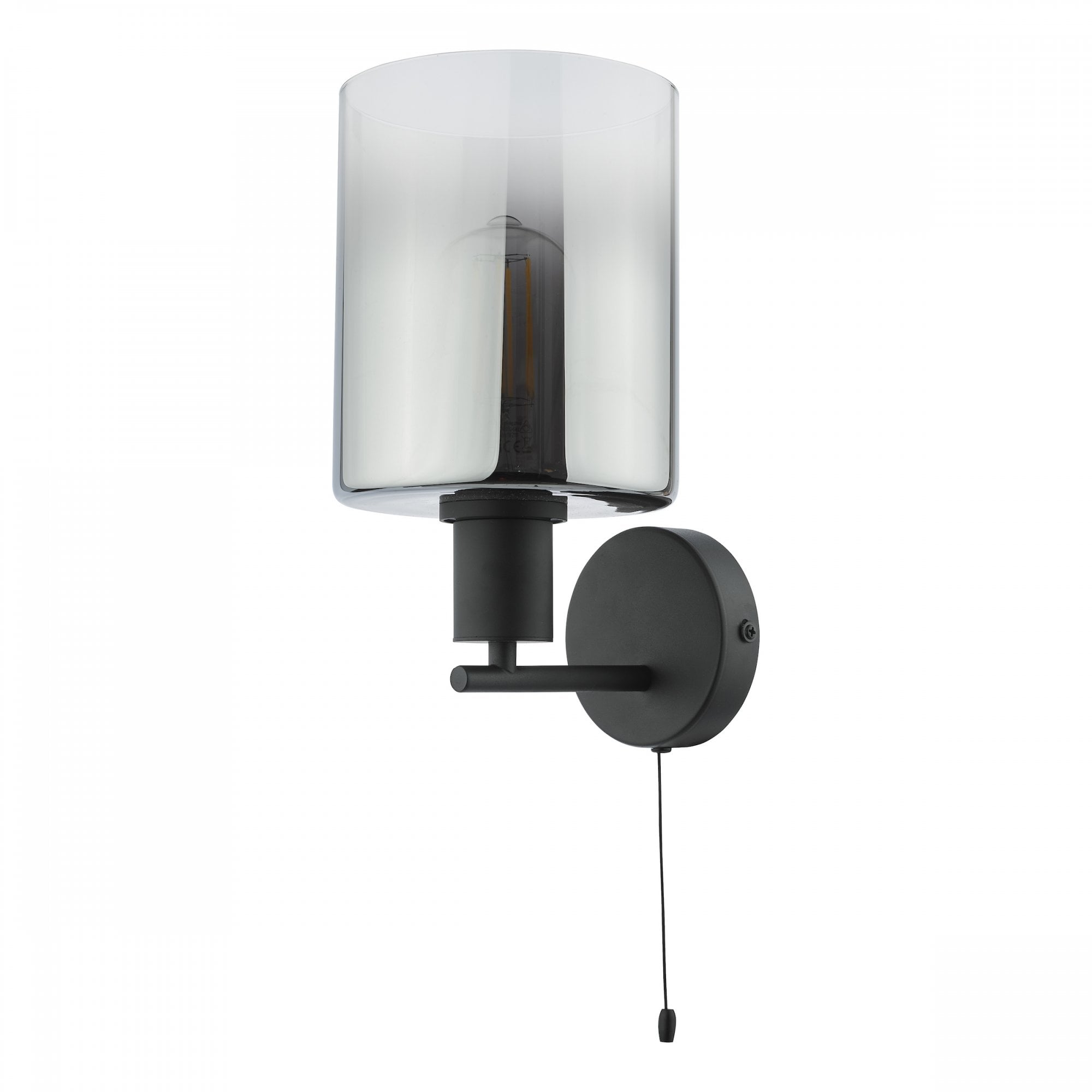 Savannah Modern Wall Light In Matt Black With Smoked Glass SAV0722
