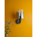 Savannah Modern Wall Light In Matt Black With Smoked Glass SAV0722