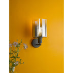 Savannah Modern Wall Light In Matt Black With Smoked Glass SAV0722