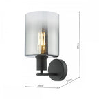 Savannah Modern Wall Light In Matt Black With Smoked Glass SAV0722