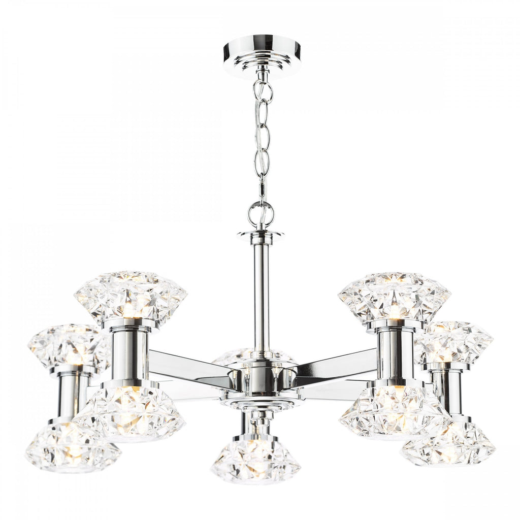 Tiana Contemporary 10 Light Crystal Ceiling Pendant Light In Polished Chrome TIA2350