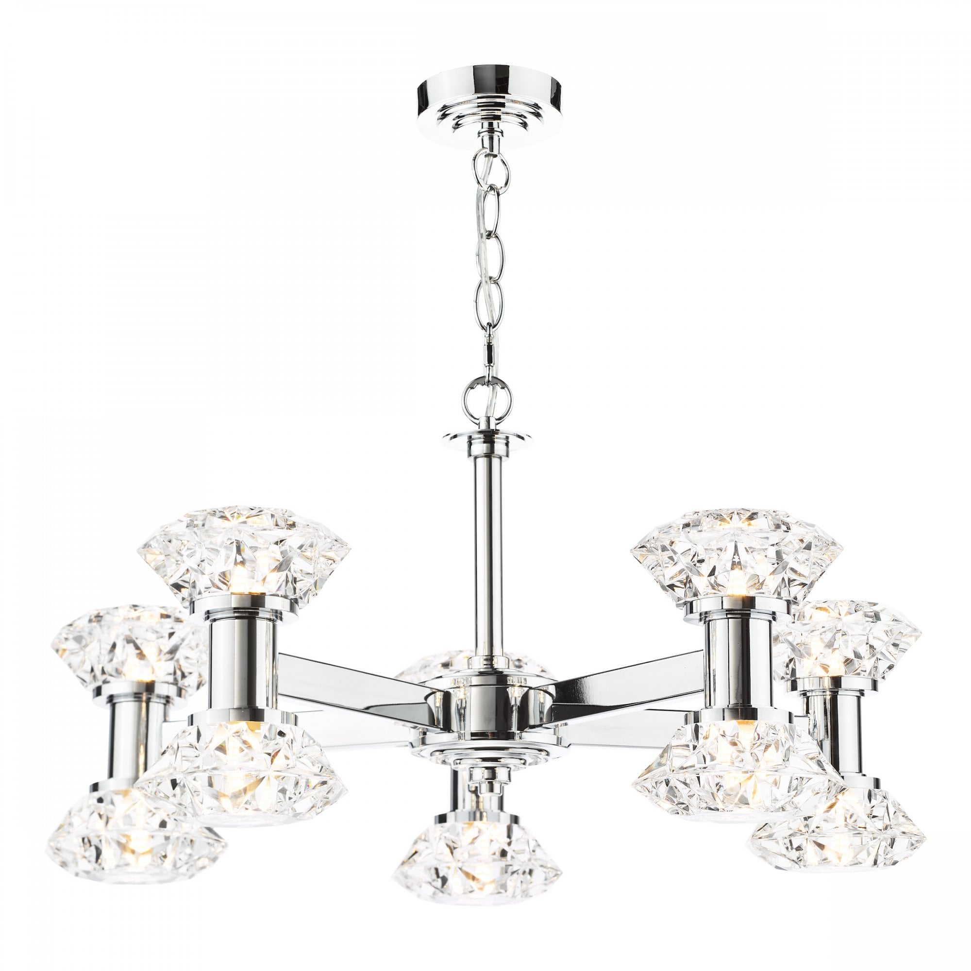 Tiana Contemporary 10 Light Crystal Ceiling Pendant Light In Polished Chrome TIA2350