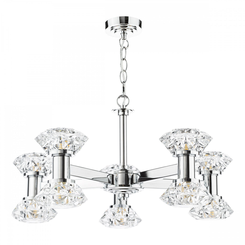 Tiana Contemporary 10 Light Crystal Ceiling Pendant Light In Polished Chrome TIA2350
