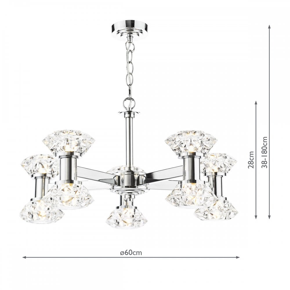 Tiana Contemporary 10 Light Crystal Ceiling Pendant Light In Polished Chrome TIA2350