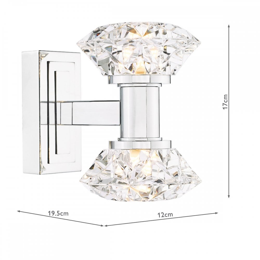 Tiana Contemporary 2 Light Crystal Wall Light In Polished Chrome Finish TIA0950