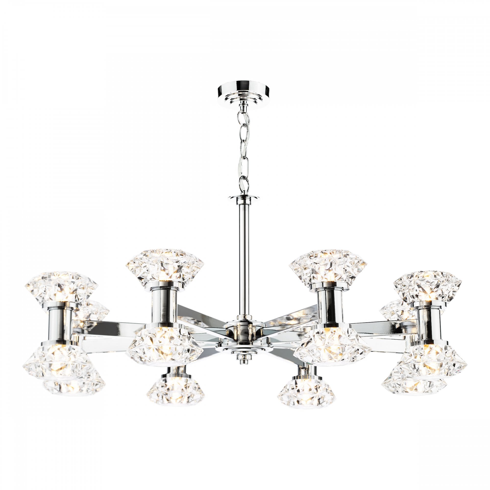 Tiana Contemporary 16 Light Crystal Ceiling Pendant Light In Polished Chrome TIA1650