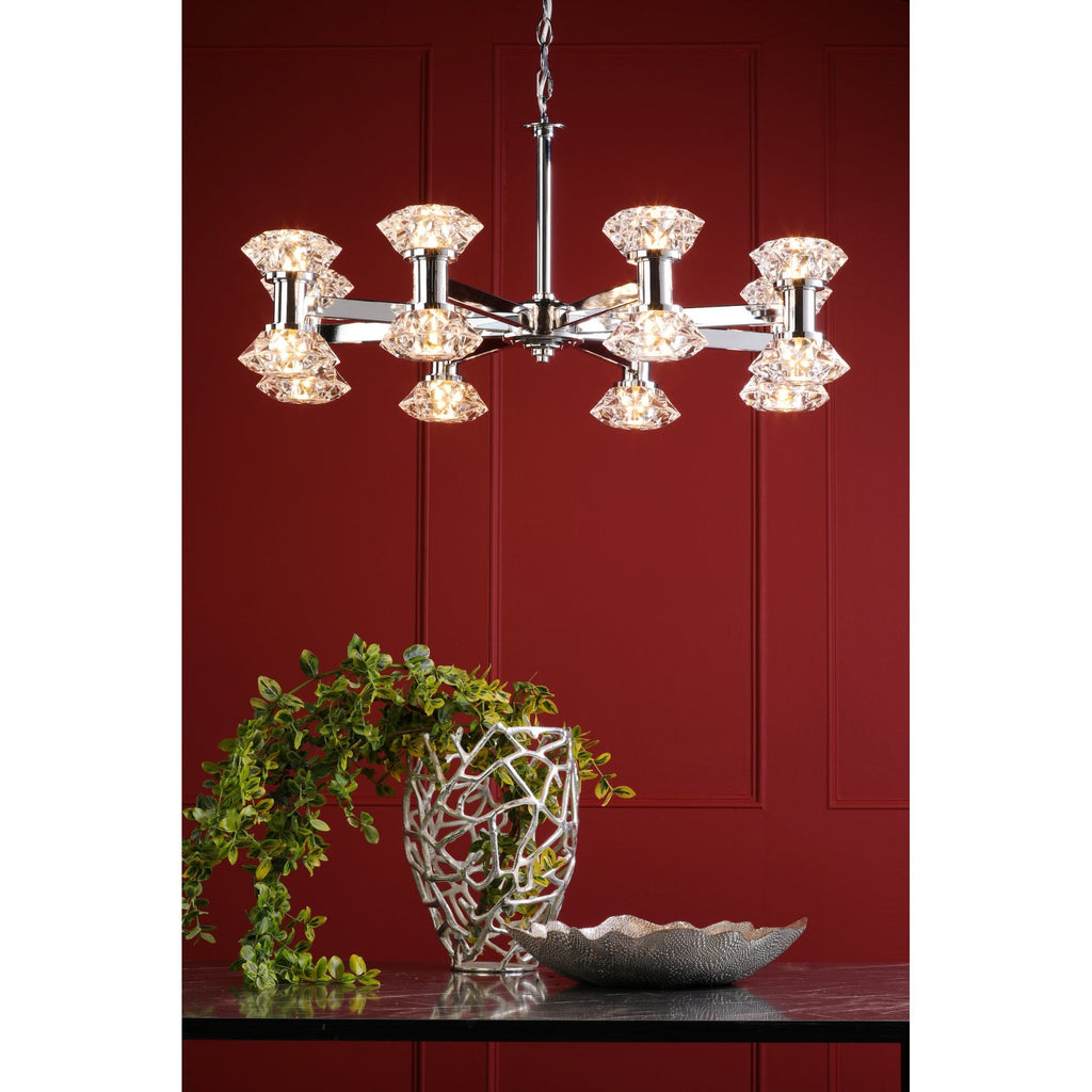 Tiana Contemporary 16 Light Crystal Ceiling Pendant Light In Polished Chrome TIA1650
