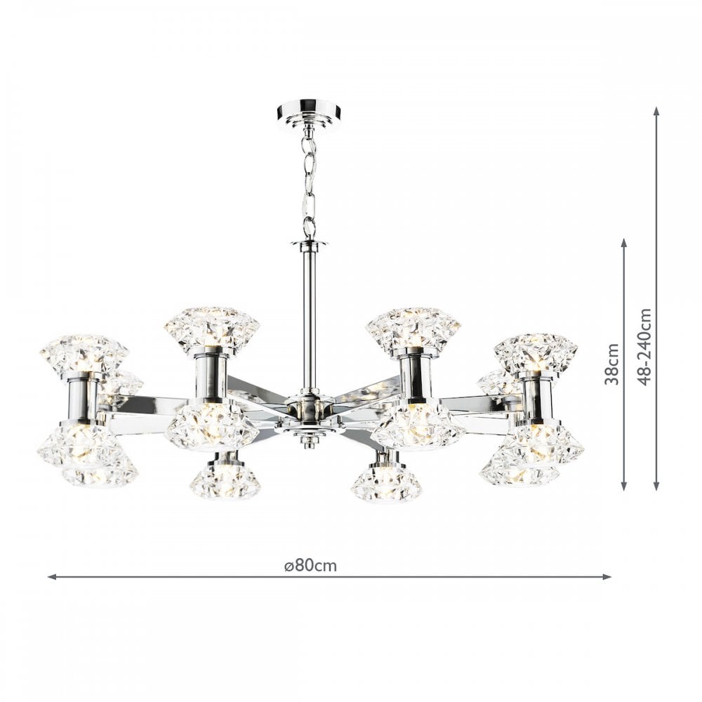 Tiana Contemporary 16 Light Crystal Ceiling Pendant Light In Polished Chrome TIA1650
