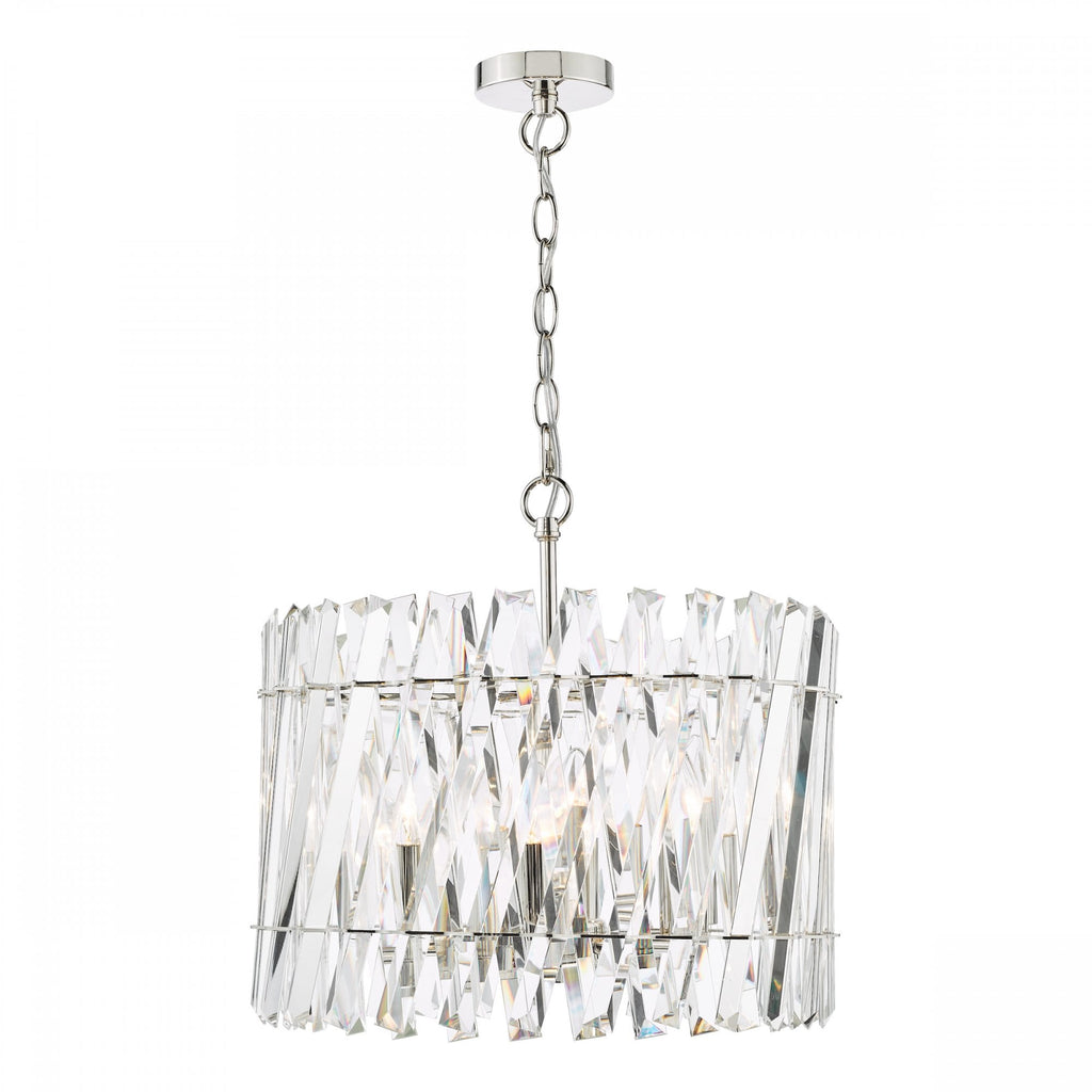 Entwine Stunning 6 Light Crystal Ceiling Pendant Light In Polished Nickel Finish ENT0638