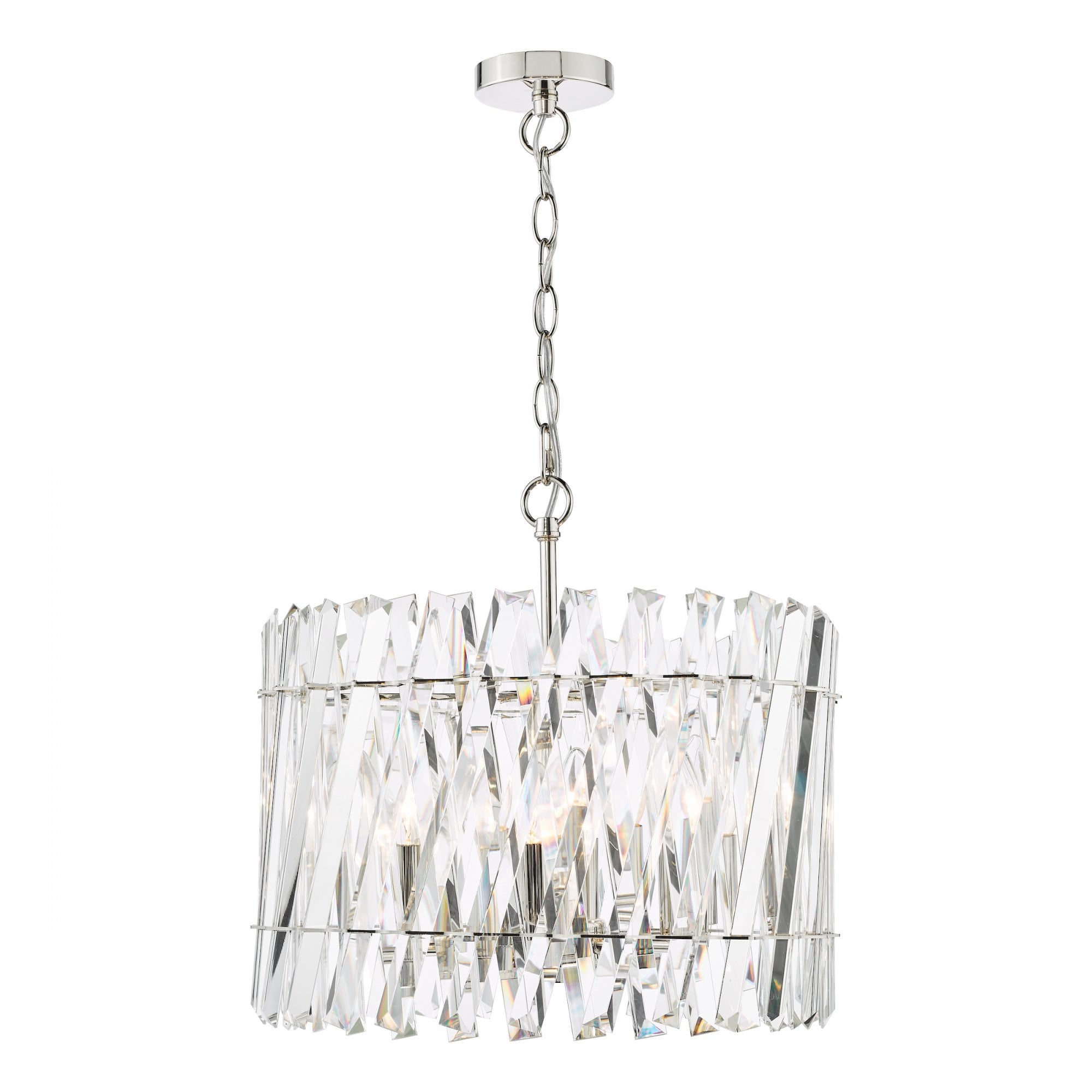 Entwine Stunning 6 Light Crystal Ceiling Pendant Light In Polished Nickel Finish ENT0638