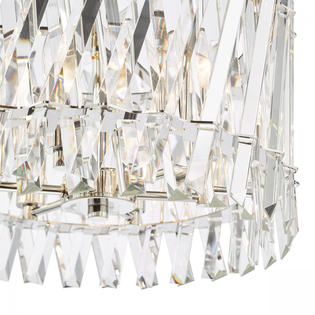 Entwine Stunning 6 Light Crystal Ceiling Pendant Light In Polished Nickel Finish ENT0638