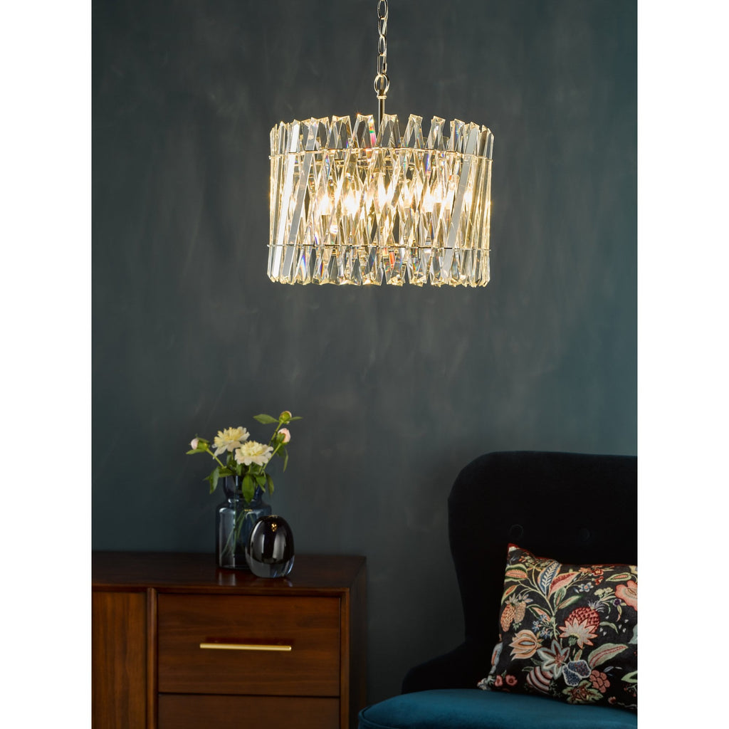 Entwine Stunning 6 Light Crystal Ceiling Pendant Light In Polished Nickel Finish ENT0638