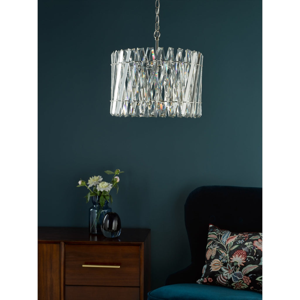 Entwine Stunning 6 Light Crystal Ceiling Pendant Light In Polished Nickel Finish ENT0638