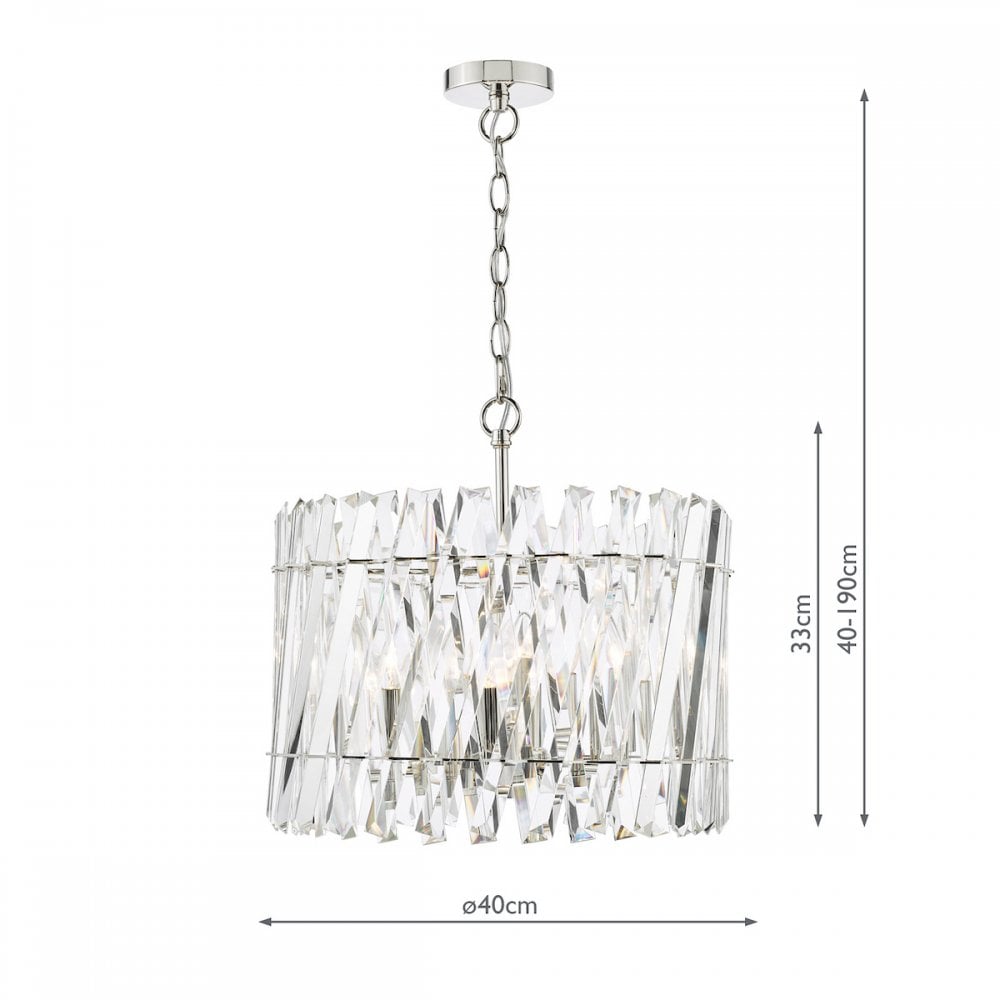 Entwine Stunning 6 Light Crystal Ceiling Pendant Light In Polished Nickel Finish ENT0638