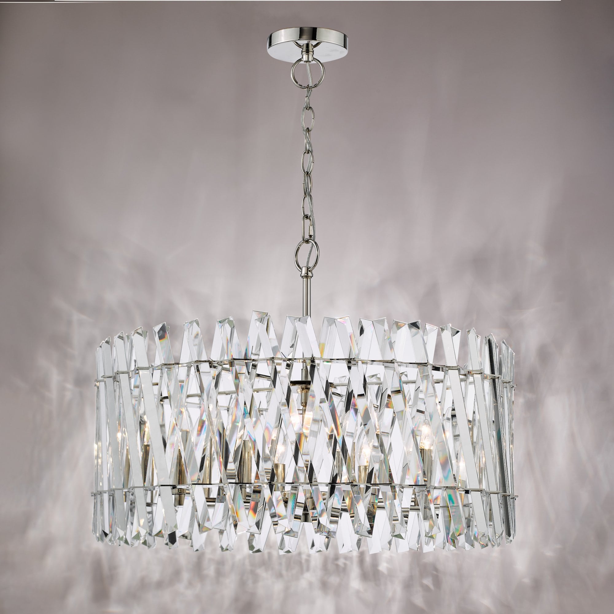 Entwine Stunning 8 Light Crystal Ceiling Pendant Light In Polished Nickel Finish ENT0838
