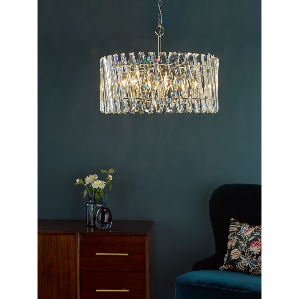 Entwine Stunning 8 Light Crystal Ceiling Pendant Light In Polished Nickel Finish ENT0838
