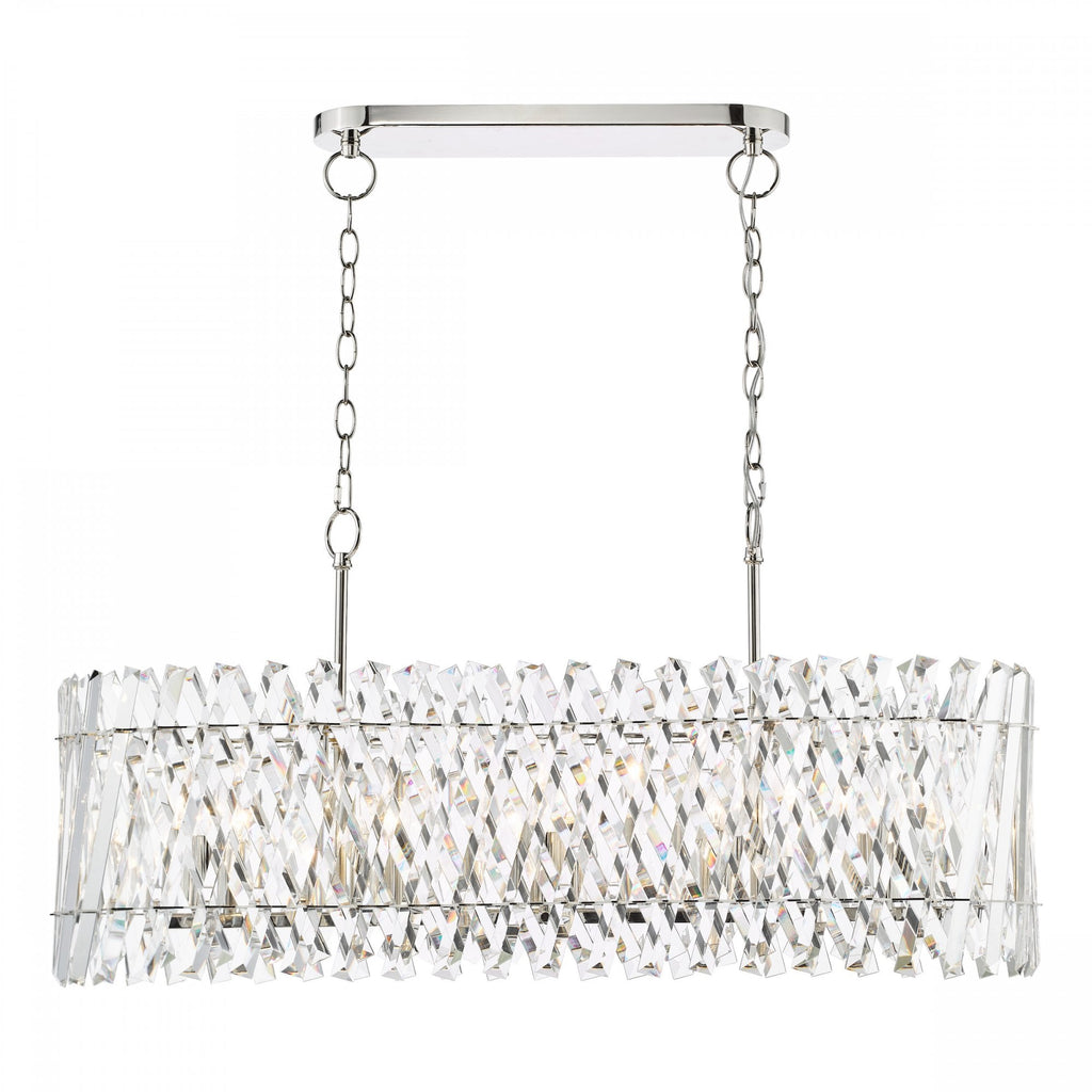 Entwine Stunning 10 Light Crystal Bar Ceiling Pendant Light In Polished Nickel Finish ENT2338