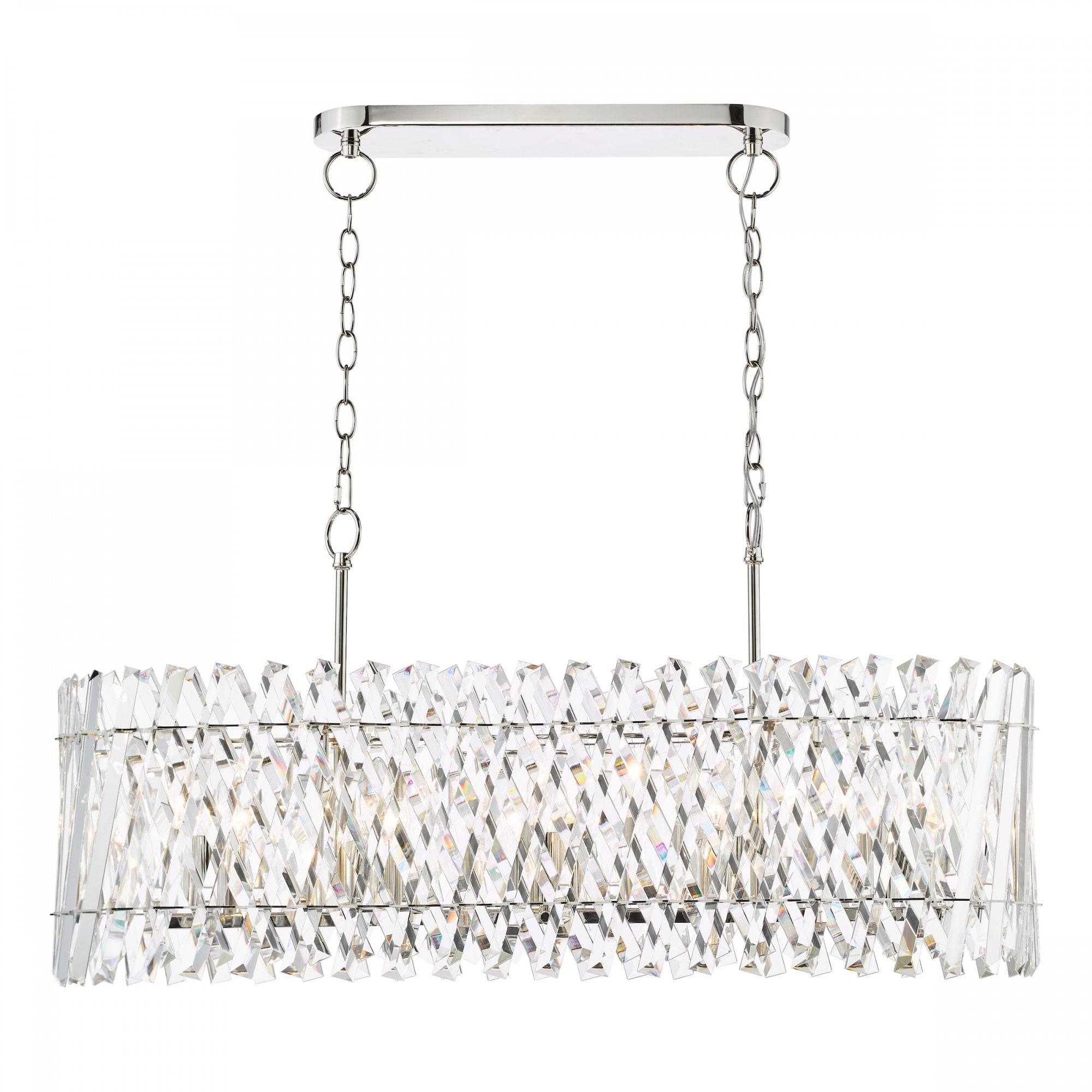 Entwine Stunning 10 Light Crystal Bar Ceiling Pendant Light In Polished Nickel Finish ENT2338