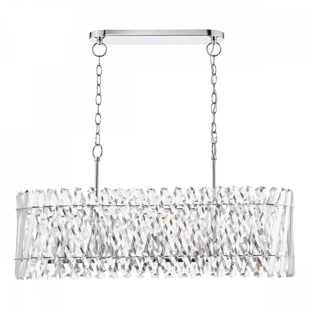 Entwine Stunning 10 Light Crystal Bar Ceiling Pendant Light In Polished Nickel Finish ENT2338