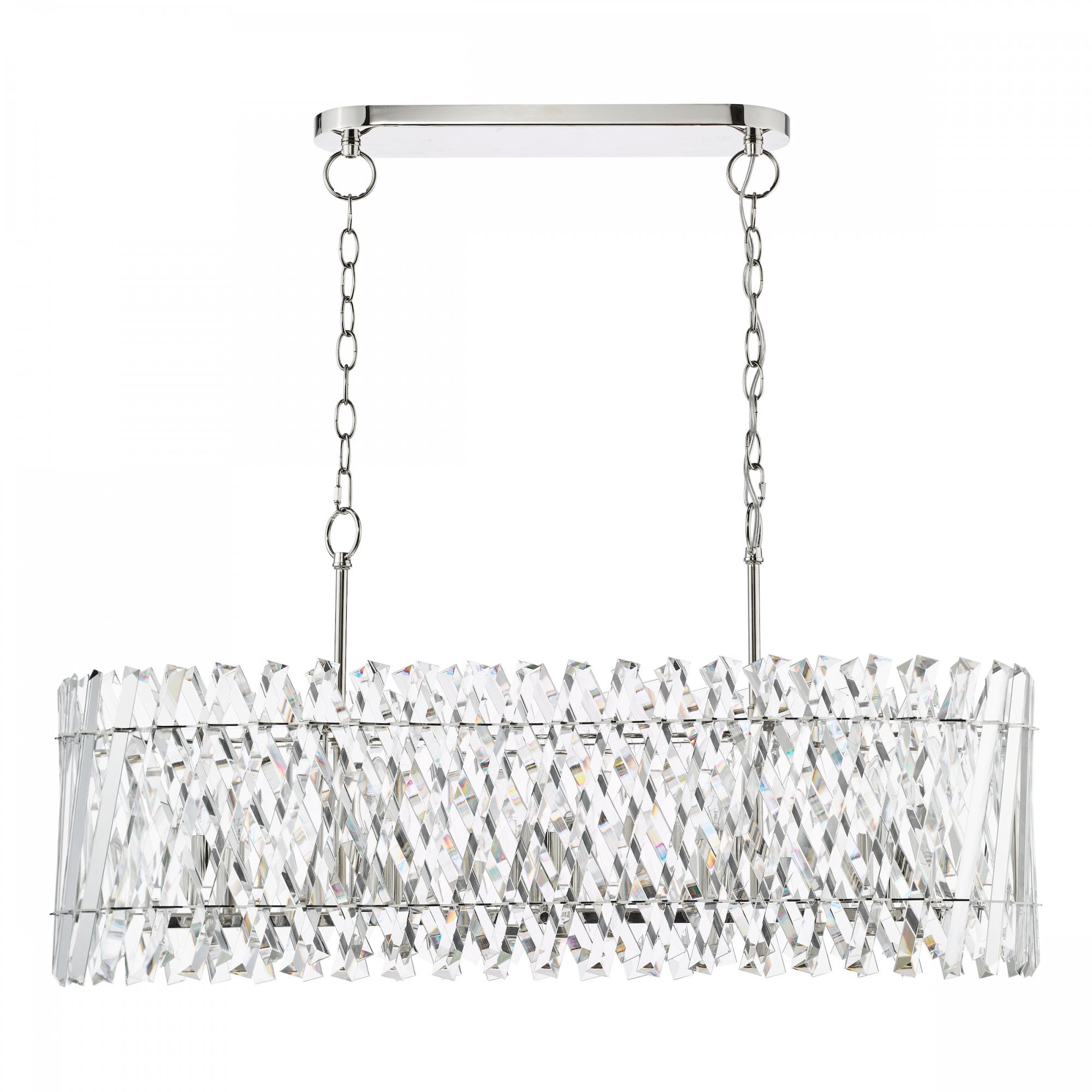 Entwine Stunning 10 Light Crystal Bar Ceiling Pendant Light In Polished Nickel Finish ENT2338