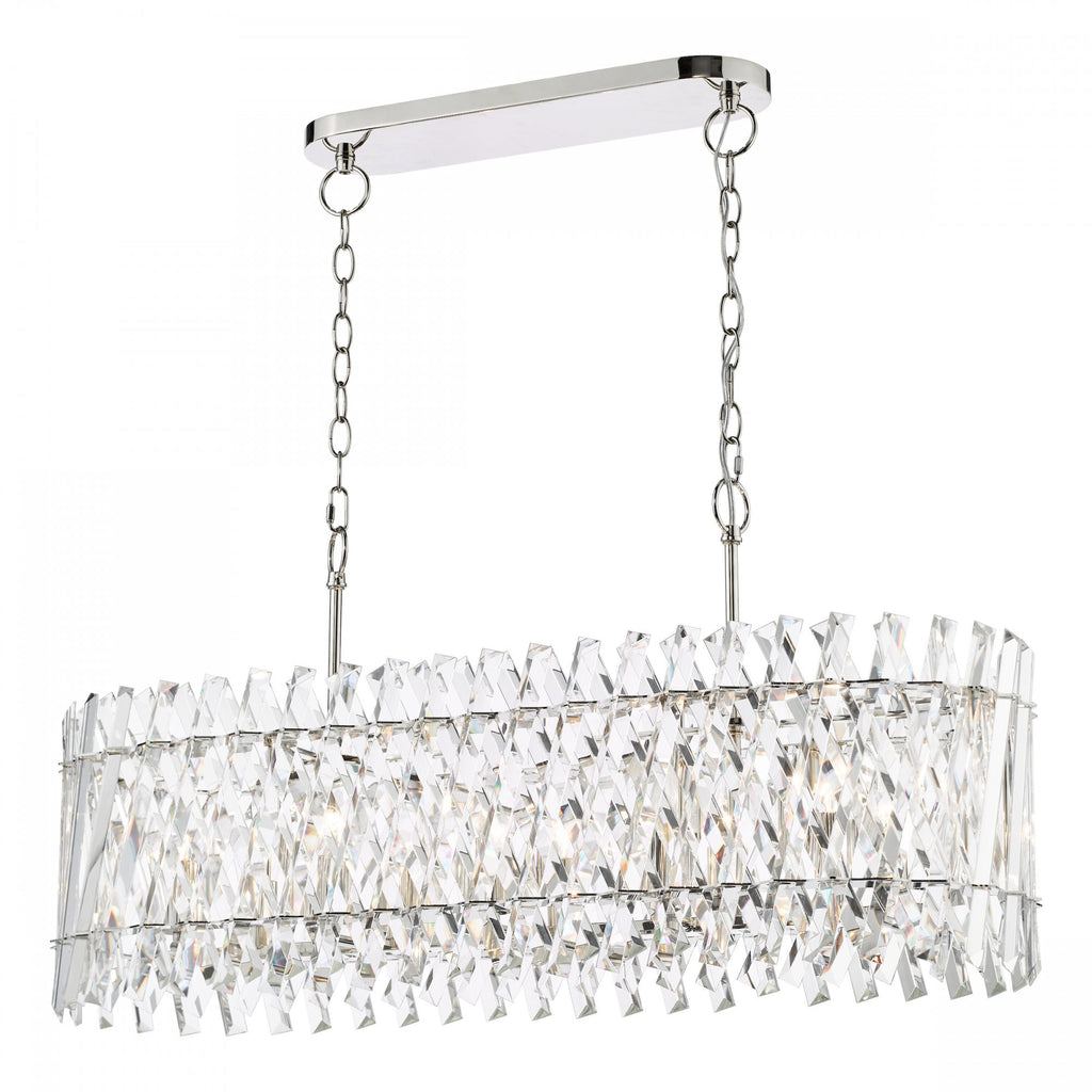 Entwine Stunning 10 Light Crystal Bar Ceiling Pendant Light In Polished Nickel Finish ENT2338