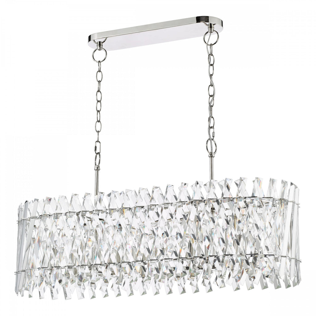 Entwine Stunning 10 Light Crystal Bar Ceiling Pendant Light In Polished Nickel Finish ENT2338