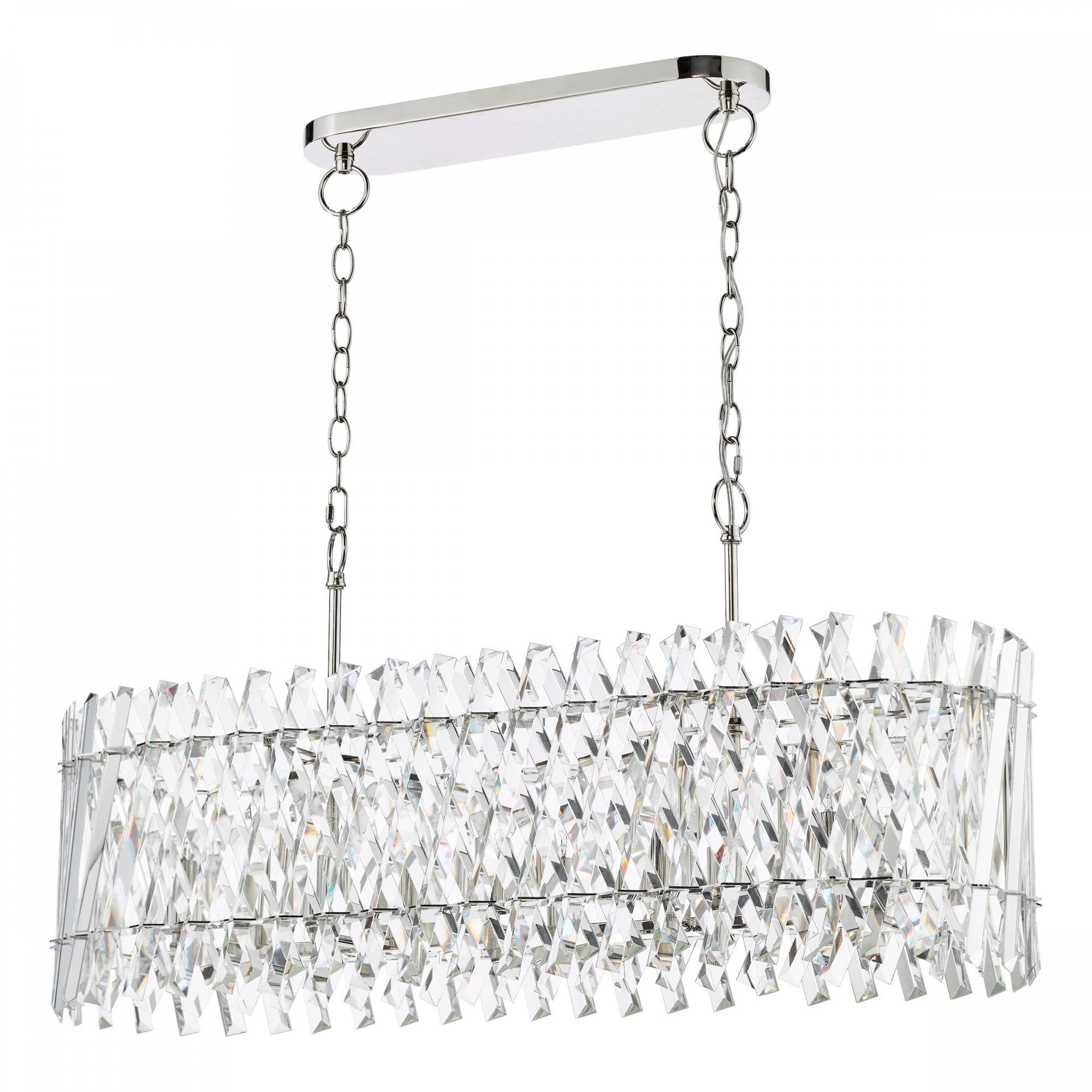 Entwine Stunning 10 Light Crystal Bar Ceiling Pendant Light In Polished Nickel Finish ENT2338