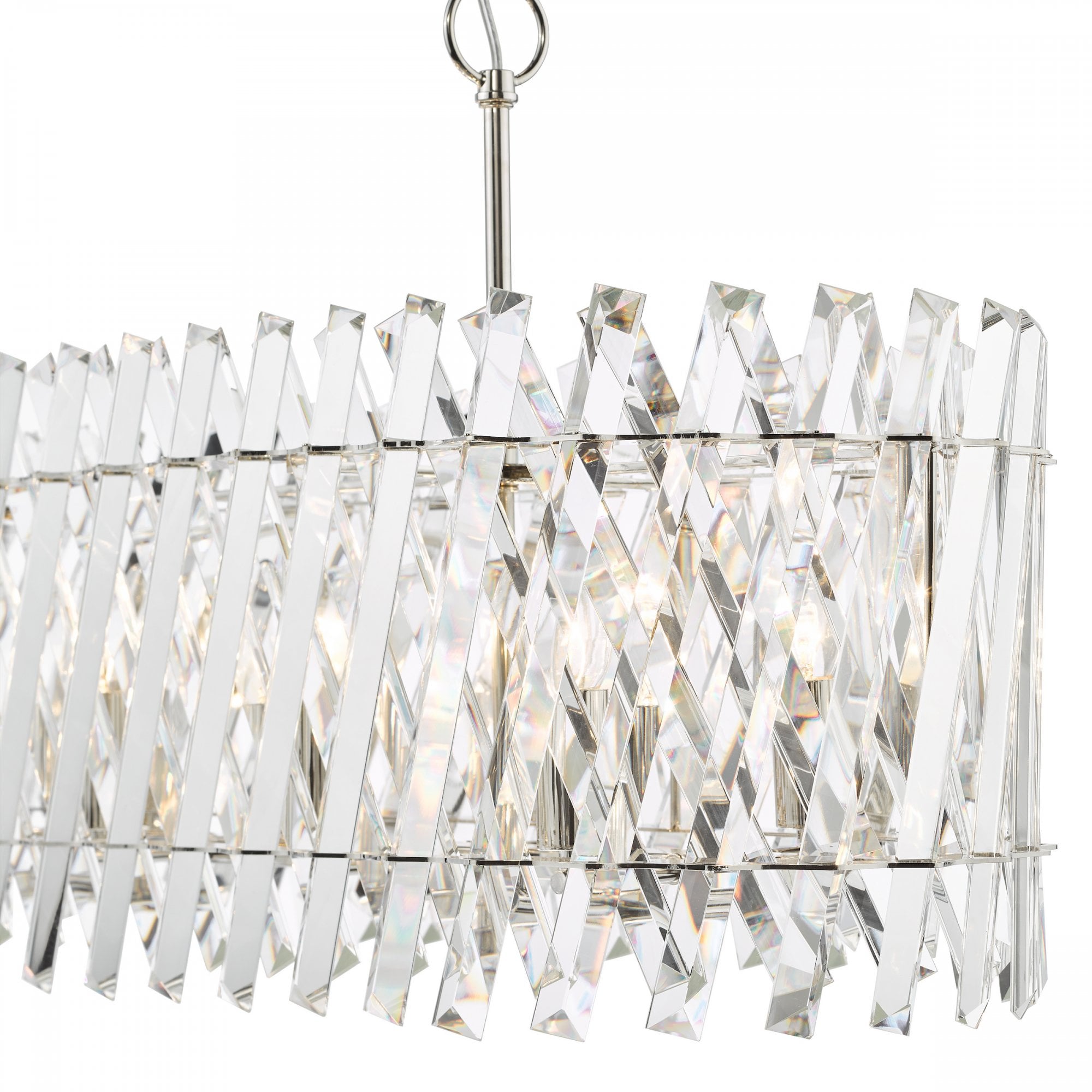 Entwine Stunning 10 Light Crystal Bar Ceiling Pendant Light In Polished Nickel Finish ENT2338