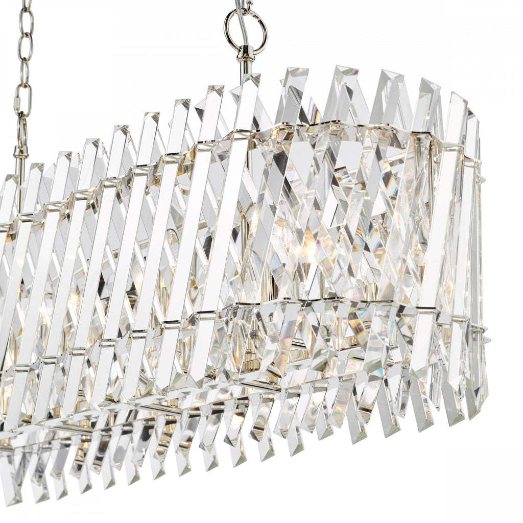 Entwine Stunning 10 Light Crystal Bar Ceiling Pendant Light In Polished Nickel Finish ENT2338
