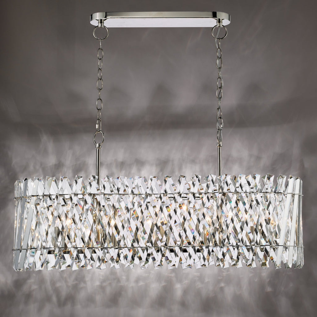 Entwine Stunning 10 Light Crystal Bar Ceiling Pendant Light In Polished Nickel Finish ENT2338