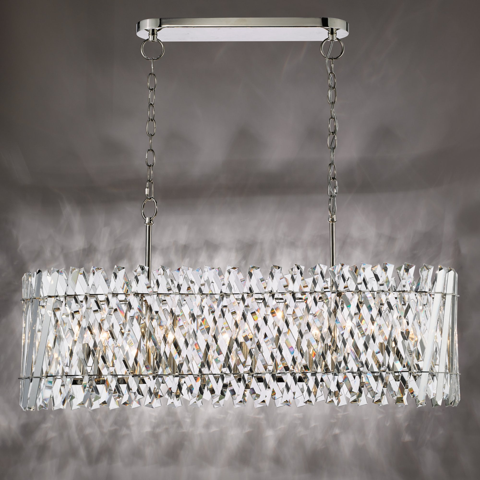 Entwine Stunning 10 Light Crystal Bar Ceiling Pendant Light In Polished Nickel Finish ENT2338