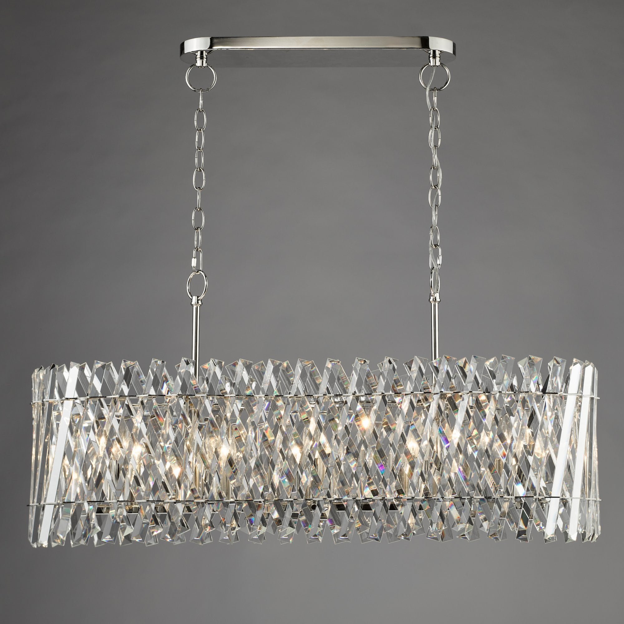 Entwine Stunning 10 Light Crystal Bar Ceiling Pendant Light In Polished Nickel Finish ENT2338