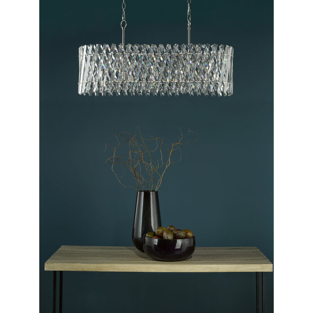 Entwine Stunning 10 Light Crystal Bar Ceiling Pendant Light In Polished Nickel Finish ENT2338