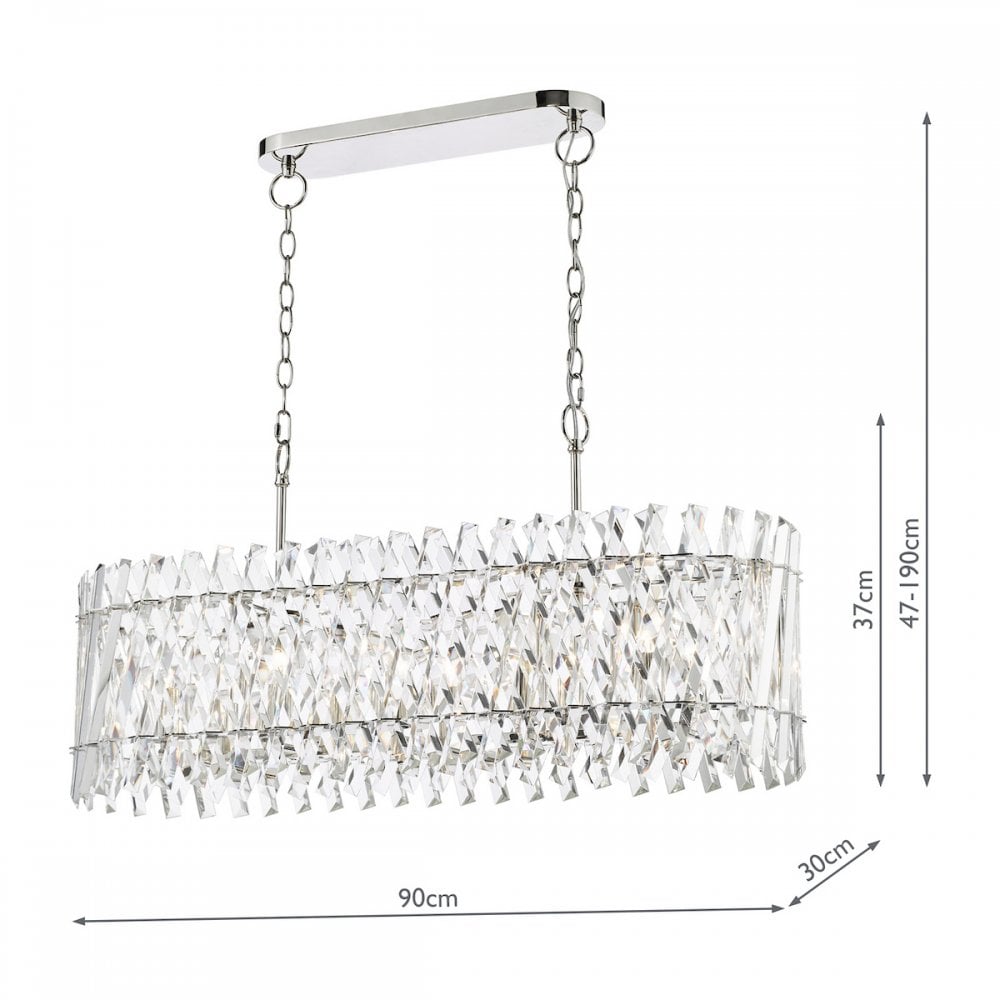 Entwine Stunning 10 Light Crystal Bar Ceiling Pendant Light In Polished Nickel Finish ENT2338