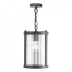 Bianka Ceiling Pendant Light in Matt Black Finish With Ribbed Glass Panels BIA0122
