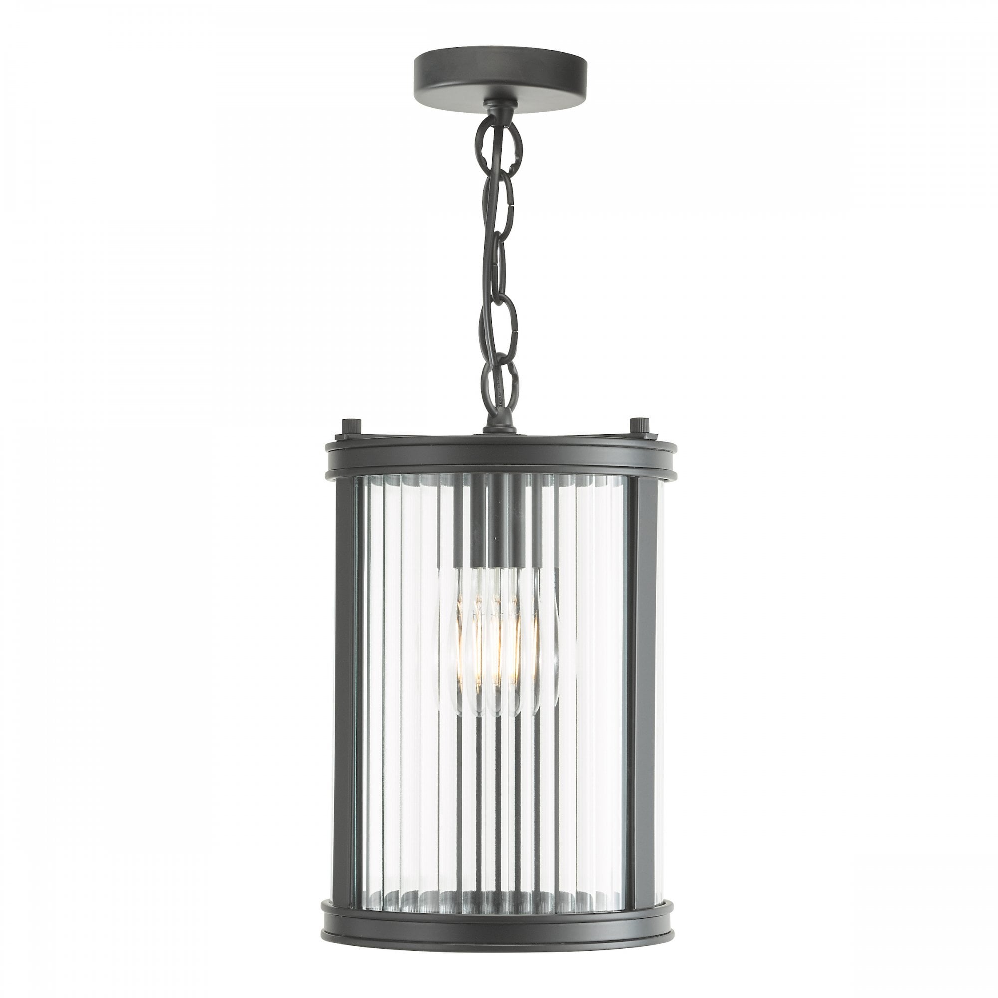 Bianka Ceiling Pendant Light in Matt Black Finish With Ribbed Glass Panels BIA0122